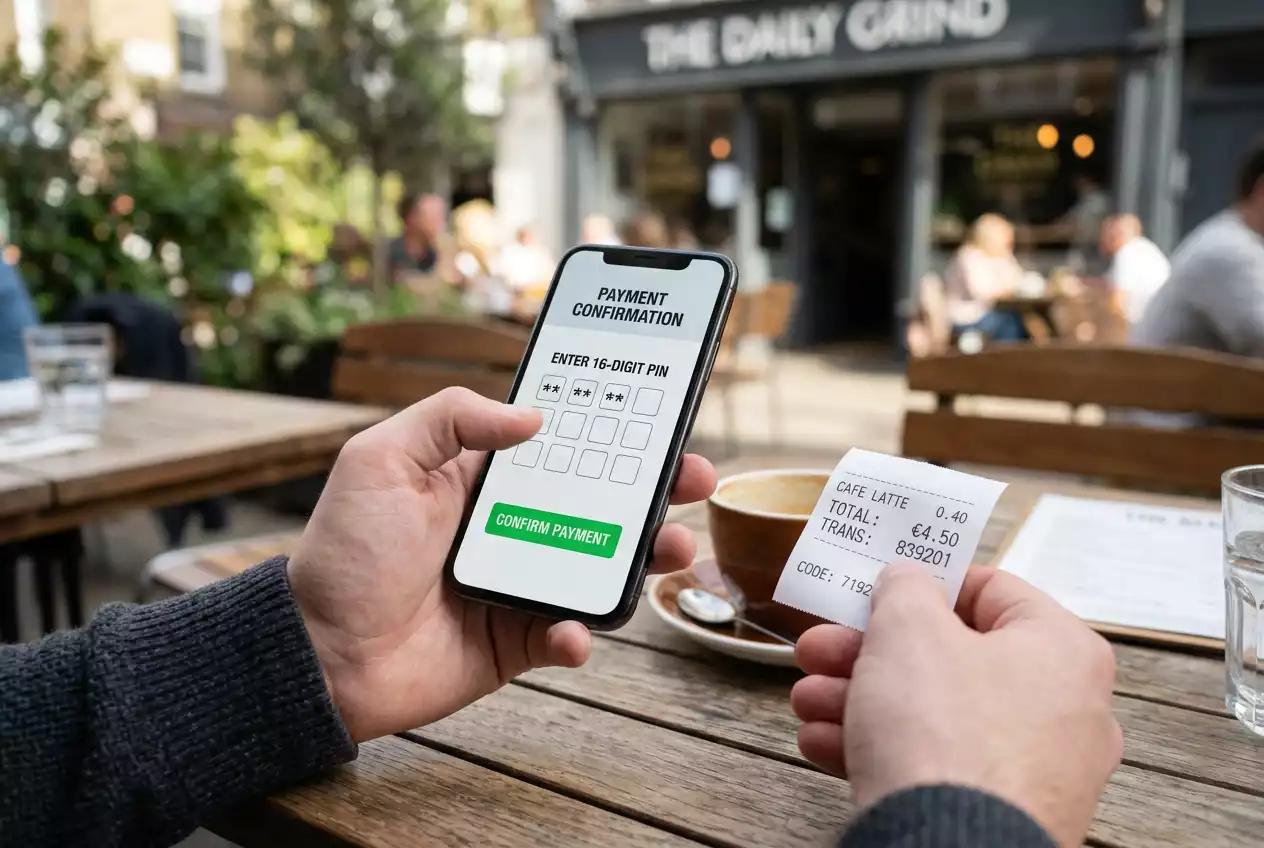 Hand hält Smartphone mit Paysafecard-PIN-Eingabefeld bei einem Sportwetten-Anbieter