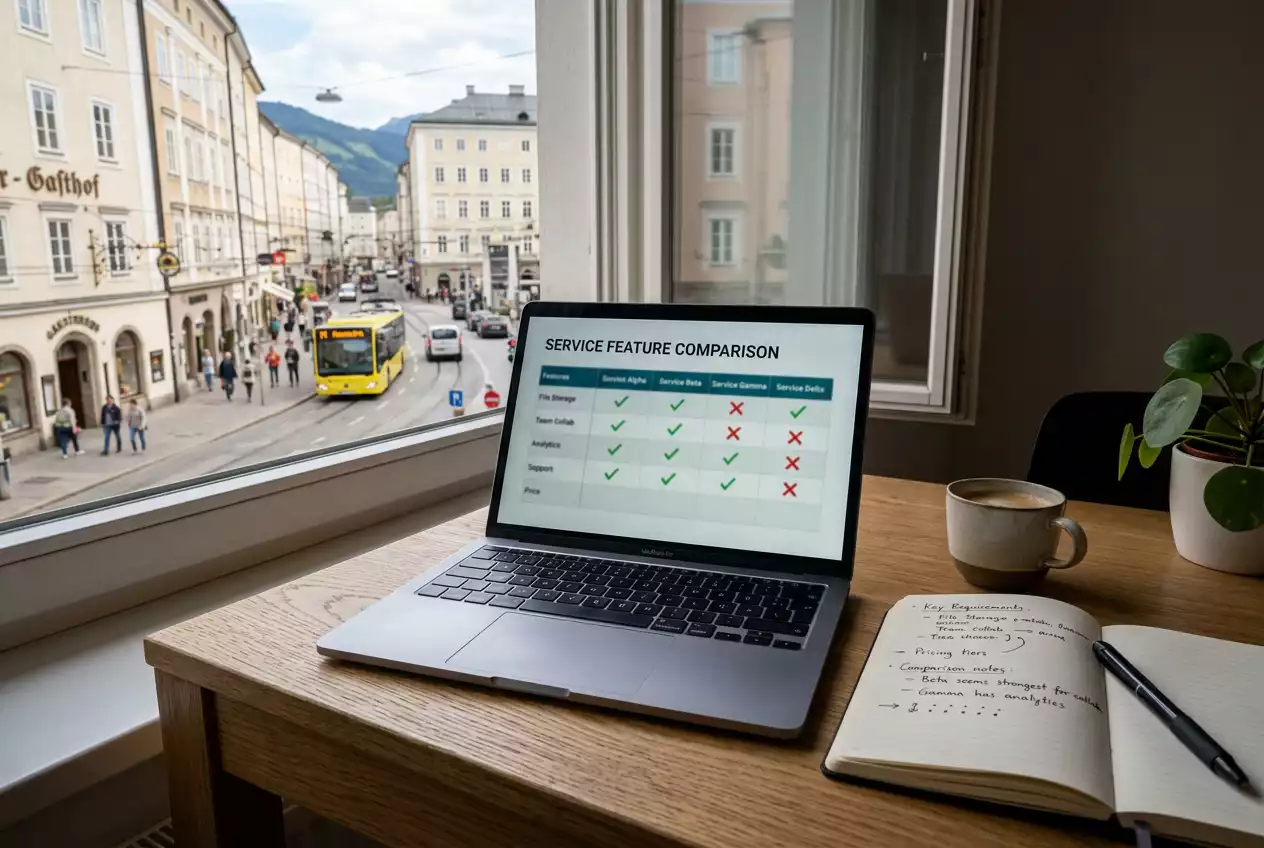 Laptop-Bildschirm zeigt einen Vergleich verschiedener Sportwetten-Anbieter mit Zahlungsmethoden
